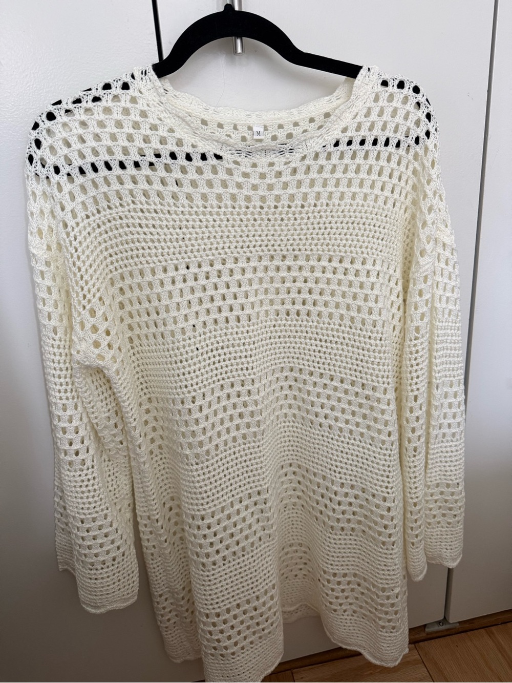 White Open-Knit Cover Up Dress